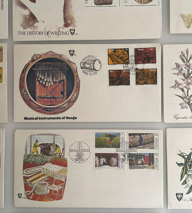 Lot of 12 Venda First Day Covers | 19791983 | Independence, Birds, Baobab, Music, Writing, Flora &