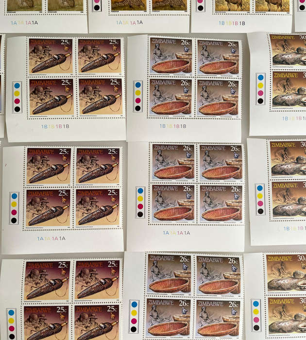 1990 Zimbabwe Definitive Stamps  18 Denominations  Wildlife & Culture  216 MNH Blocks