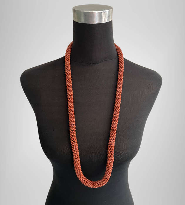 Original Abacus Handmade Beaded Necklace by Abegail  Terracotta Brown  47cm Folded  134g  Cleara
