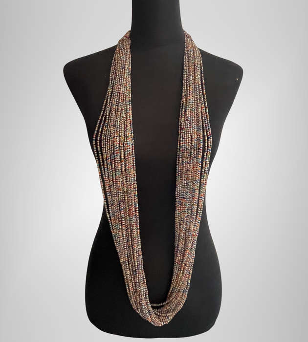 Original Abacus 24-Strand Traditional Zulu Hand-Beaded Necklace  383g  Multicolor  69cm Length