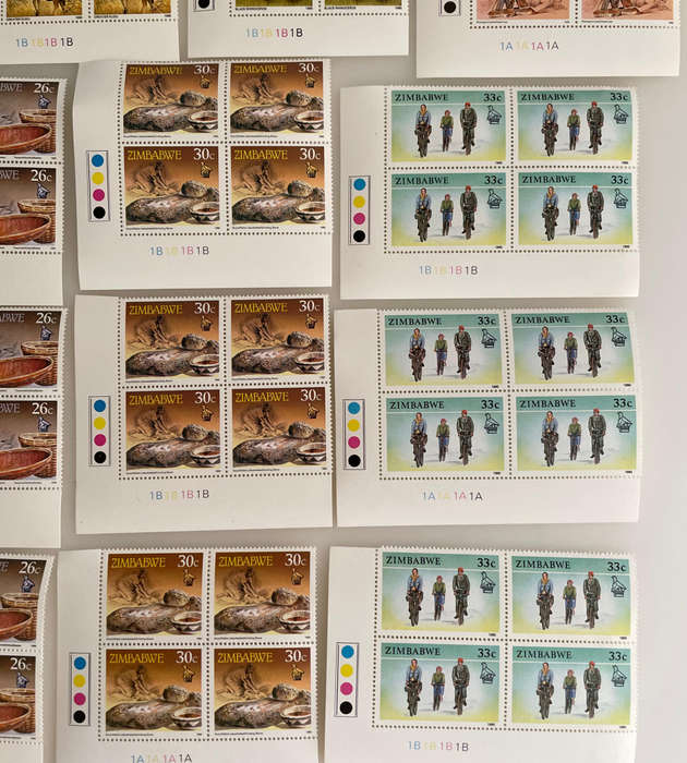 1990 Zimbabwe Definitive Stamps  18 Denominations  Wildlife & Culture  216 MNH Blocks