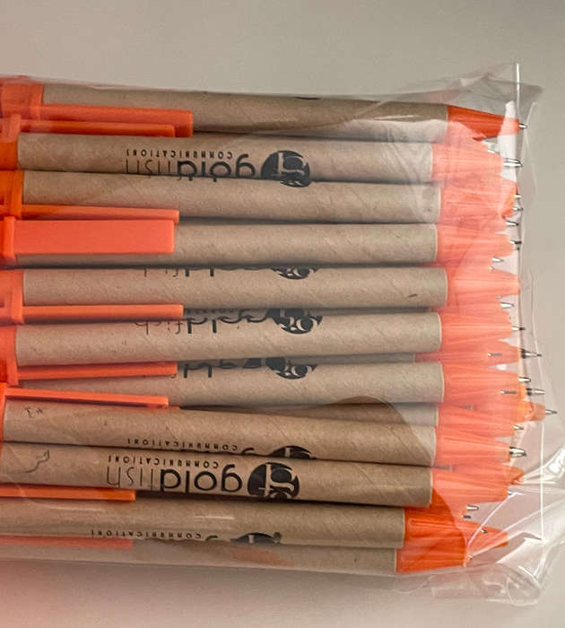 Lot of 100 x Goldfish Communications Pencils  Screwback Cap, Cardboard Body, Plastic Tips