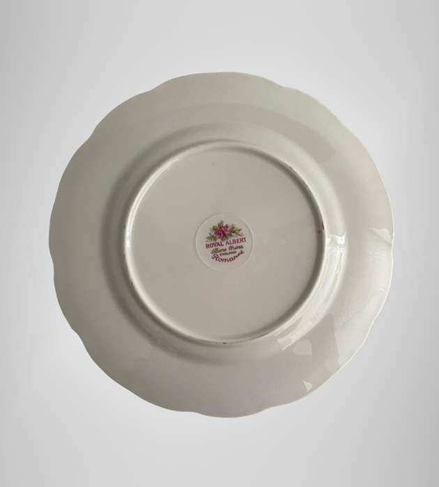 Royal Albert "Romance" Saucer Sized Bread & Butter Plate  Pink Roses, Gold Trim  Very Rare