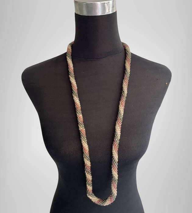 Original Abacus  Natural Pink, Grey and White Iridescent Tones  Handmade Beaded Necklace
