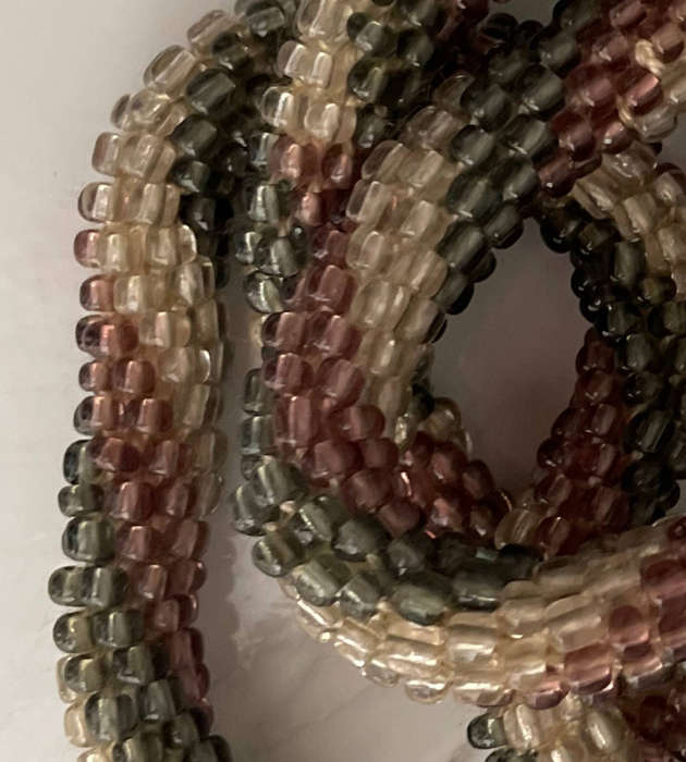 Original Abacus  Natural Pink, Grey and White Iridescent Tones  Handmade Beaded Necklace