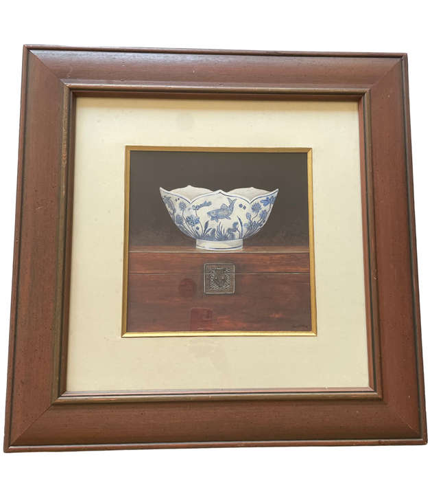 Vintage Arnie R. Fisk Framed Print  Chinese Blue and White Bowl | 69x69 cm