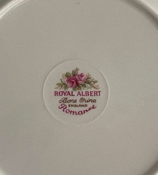 Royal Albert "Romance" Saucer Sized Bread & Butter Plate  Pink Roses, Gold Trim  Very Rare