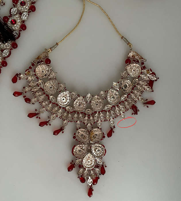 17-Piece Indian-Eastern Bridal Jewelry Set  Maroon & Gold  Nikkah, Walima, Diwali (Reduced to clear)