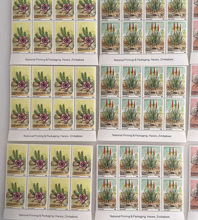 1988 Zimbabwe Aloe Stamp Lot  252 MNH Stamps  With Botanical Names  Blocks & Pairs