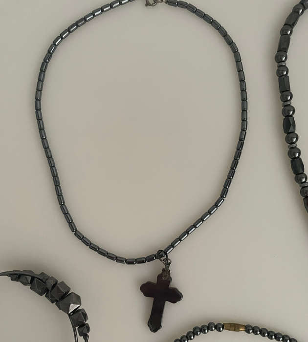 12-Piece Vintage Jewelry Set: Hematite Necklaces & Bracelets with Gunmetal Accents
