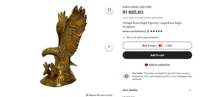 Vintage Brass Flying Eagle Sculpture  Feng Shui and Vastu Décor