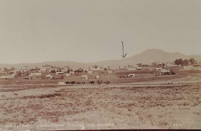 Vintage Post card - Volksrust with Majuba in distance (used - 1910)