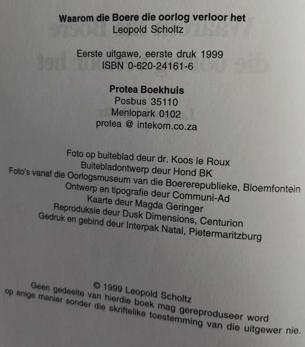 Waarom die Boere die oorlog verloor het (1999)