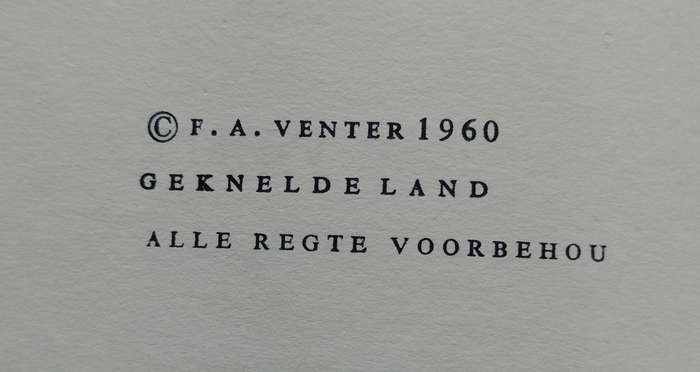 Geknelde land (FA Venter - 1960)