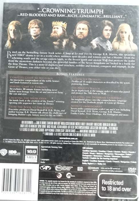DVD - Game of Thrones - Season 1 set (5 discs)