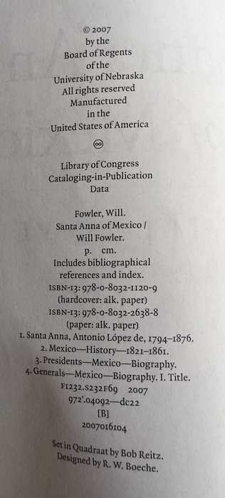 Santa Anna of Mexico (Fowler - 2007)