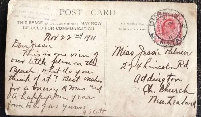Vintage Postcard card - Durban showing Tea Cosy (1911)