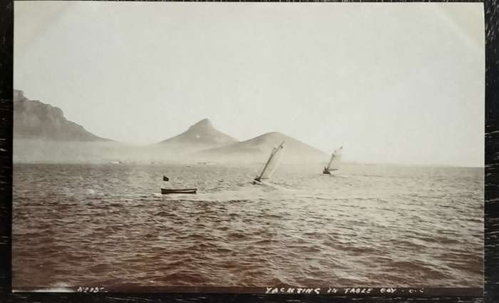 Antique Post card - Cape Town - Yachting in Table Bay