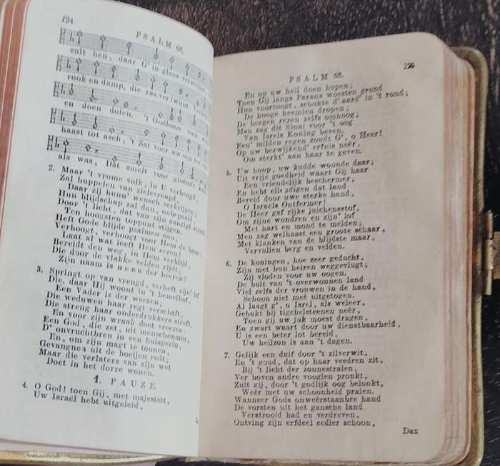 Small leather bound Psalmen Gezangen (Dutch song book)