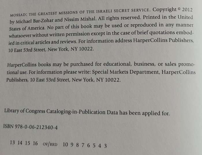 Mossad - the greatest missions of the Israeli secret service (Bar-Zohar & Mishal - 2012)