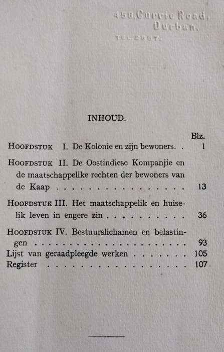 Het huiselik en maatschappelik leven van de Zuid-Afrikaner in de eerste helft der 18de eeuw (1919)