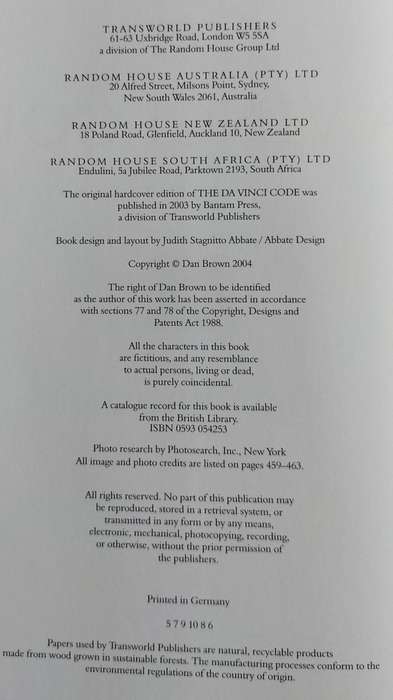 The Da Vinci Code - Special illustrated Collector's Edition (Dan Brown - 2004)