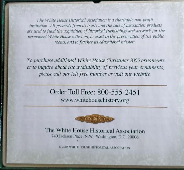 Americana - The White House Historical Association Christmas Ornament 2005