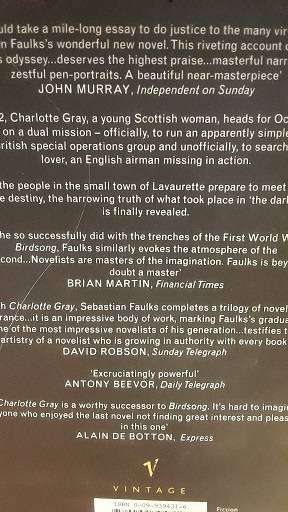 Books :   Charlotte Gray  , Sebastion Faulks  ( paperback )