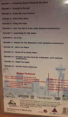 DVD Movie - Grey's Anatomy , Season Two -  Part One  4 disc set