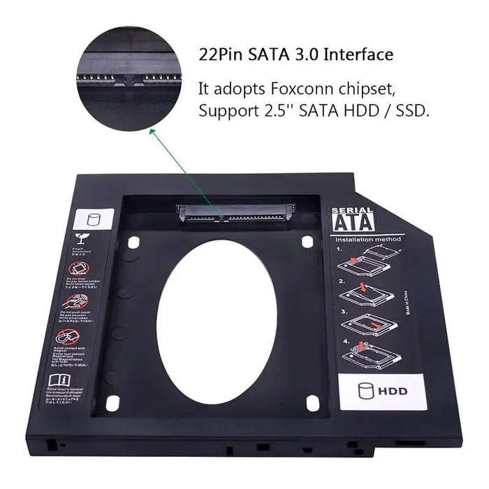 SATA 3.0 2nd HDD/SSD Caddy (9.5mm)  Expand Your Laptop's Storage Easily