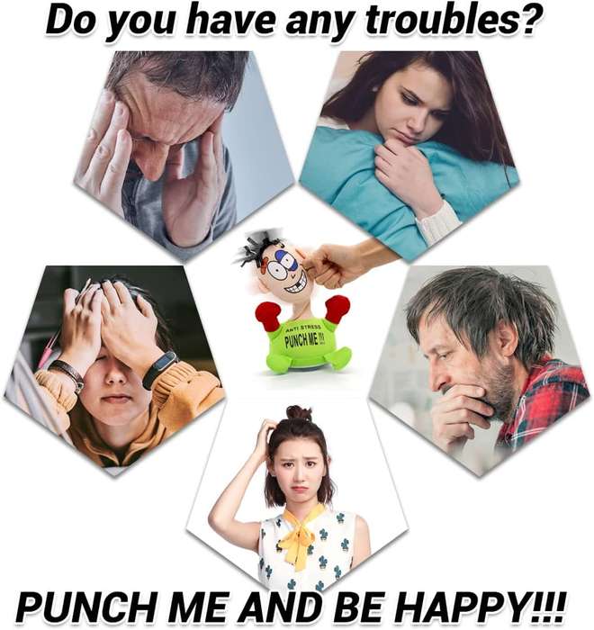 Anti-Stress Punch Me Screaming Doll  Funny Stress Relief Toy for Adults & Kids