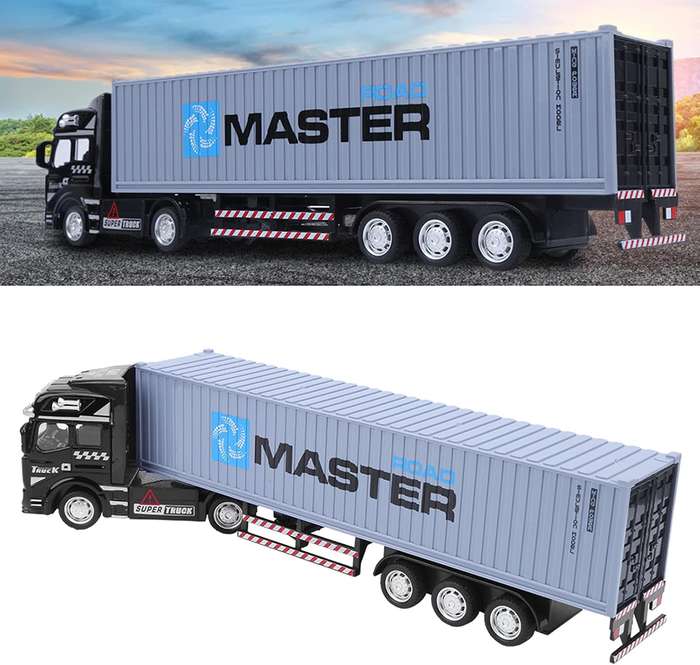 Die Cast Pull Back 1:48 Large Container Toy Truck (Grey)