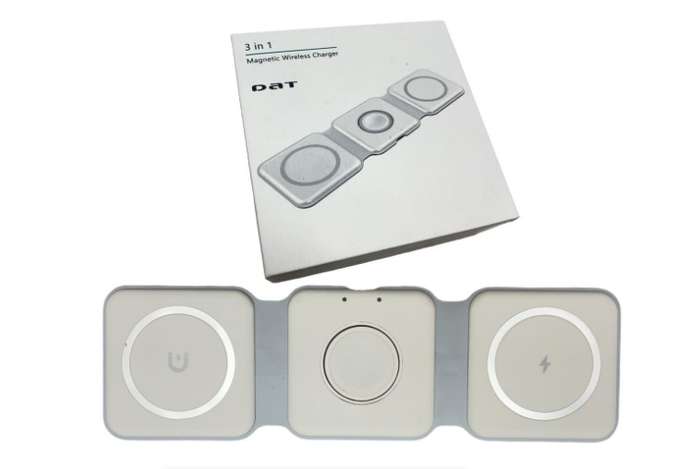 Dat Portable 3 in 1 Magnetic Wireless Charger-White