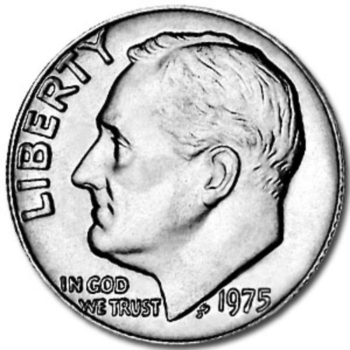 1975 NO S ROOSEVELT DIME BU UNC