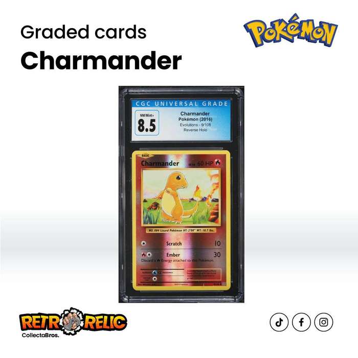 Pokémon XY Evolutions Reverse Holo Charmander #9 Pokémon Graded Card!