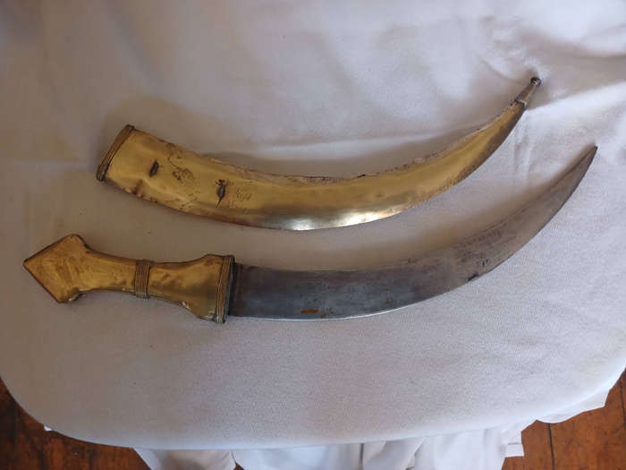 Vintage Brass engrave dagger with brass sheaf 40cm long