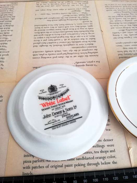 Vintage John Dewar - White Label Scotch Whisky Small Display Plate [12.5cm Diameter] x 2
