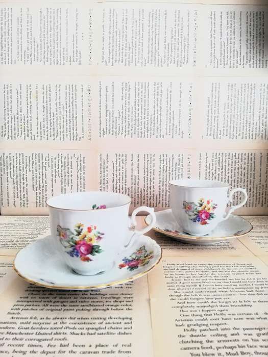 MZ Czechoslovakia Teapot and 2 Cups with Saucers [Vintage] [Teapot]
