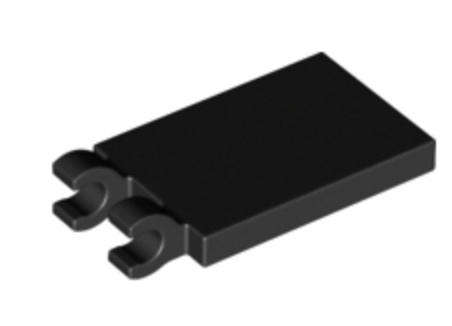 LEGO Tile, Modified 2 x 3 with 2 Open O Clips ~ {Black}