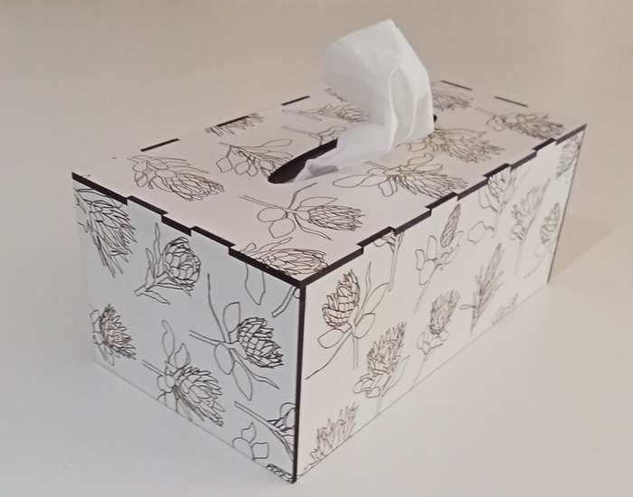 Tissue Box with Protea engraving