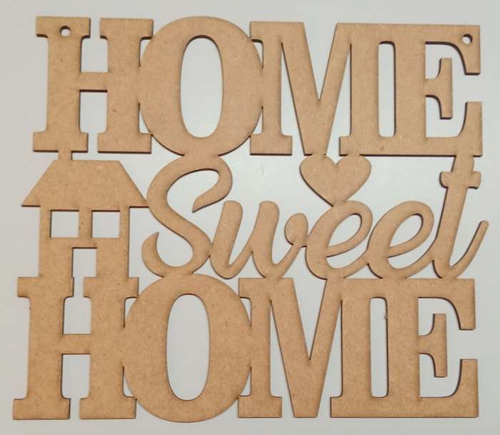 Cut Out Shape - Home Sweet Home Sign with two holes