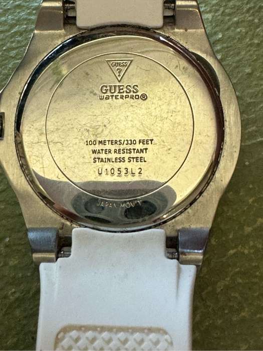 Guess ladies white silver tone watch