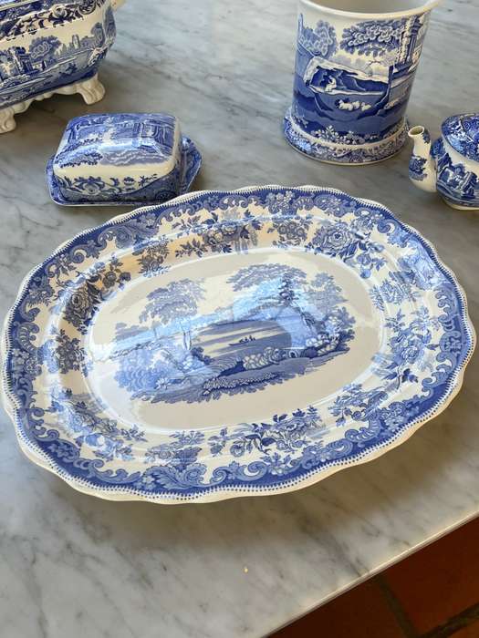 RARE spode blue COPELAND "Rhine" platter