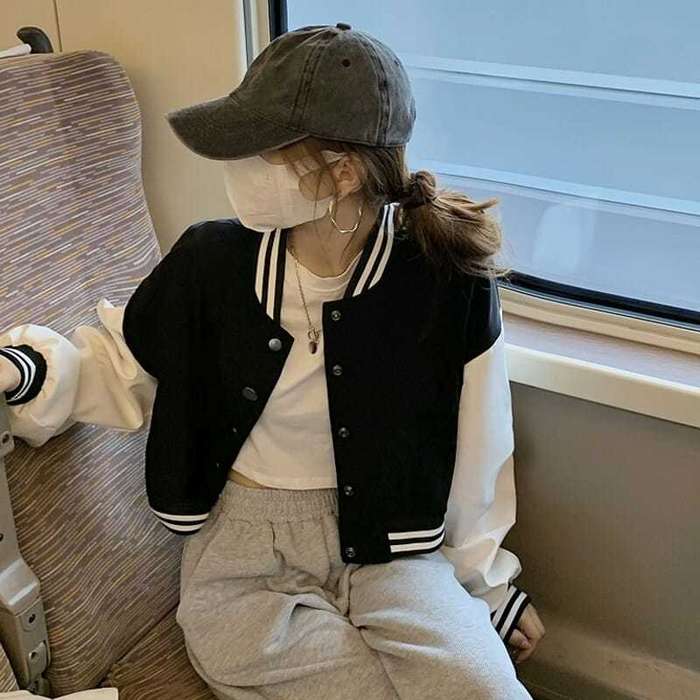 Trending Black White Drop Shoulder Jacket Coats