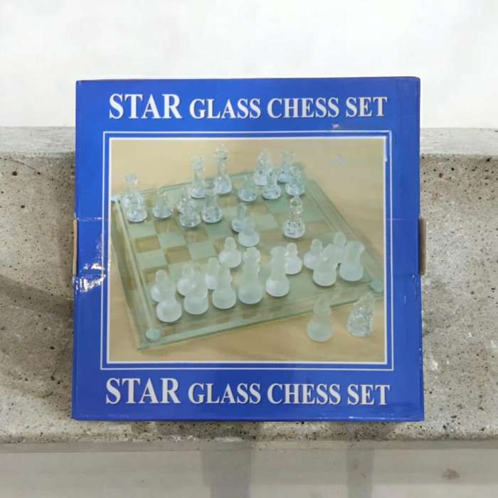 Crystal Clear Glass Chess Set - Foldable for Travel - Educational Toys For Kids & Adults