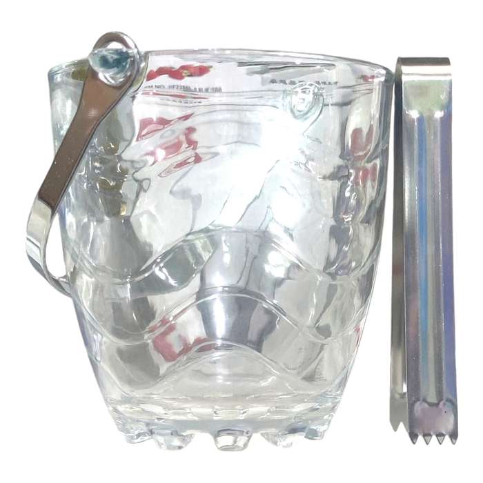 Clasica Glass Ice Bucket with Acrylic Handle and Ice Tongs
