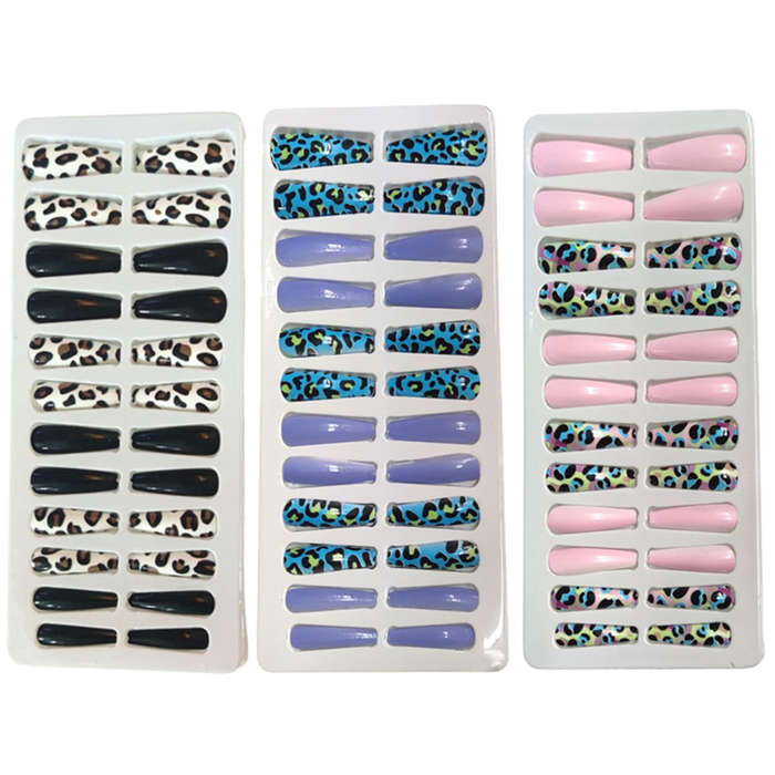 Pack of 3 -- Flexible Movable leopard print False Nails Lady Women Nail