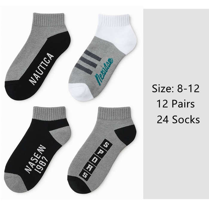 12 Pairs Sport Socks Cotton Socks for Men and Women Men's Socks Women's Socks Cotton Socks Size 8-12