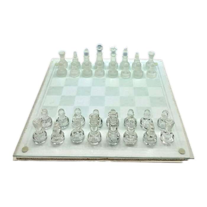 Crystal Clear Glass Chess Set - Foldable for Travel - Educational Toys For Kids & Adults