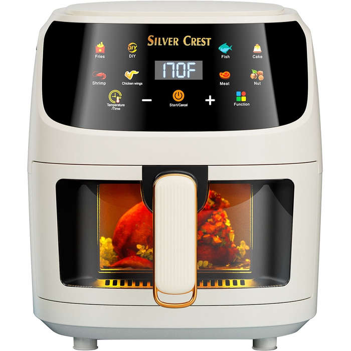 Silver Crest 8L Air Fryer With Viewing Window - White or Black